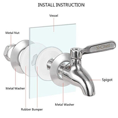 X-Chef Beverage Dispenser Spigot Replacement, Stainless Steel Metal Spigot for Glass Jar & Drink Dispenser - size: 1-Pack