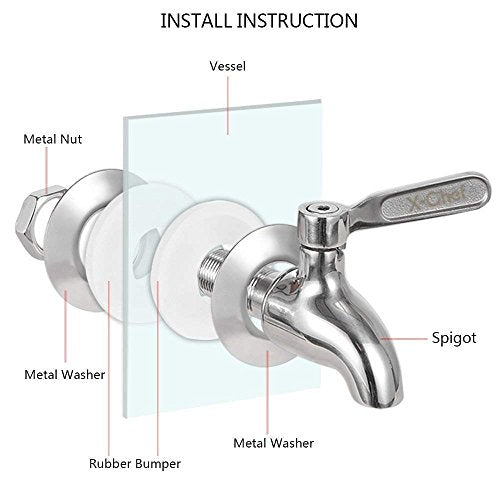 X-Chef 2 PCS Beverage Spigots Beverage Dispenser Spigot Replacement Stainless Steel Spigot for Glass Jar & Drink Dispenser - size: 2-Pack