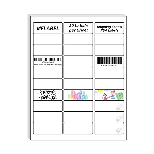 MFLABEL 1" x 2-5/8" Address Labels for Laser & Inkjet Printers 15,00 White Shipping Stickers(50Sheets,30/Sheet)+48 Free Fragile Stickers | Easy to Peel,Mailing Labels for Packages, Shipping - size: 1" x 2-5/8" (30-up), style: 50 Sheets