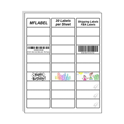MFLABEL 1" x 2-5/8" Address Labels for Laser & Inkjet Printers 15,00 White Shipping Stickers(50Sheets,30/Sheet)+48 Free Fragile Stickers | Easy to Peel,Mailing Labels for Packages, Shipping - size: 1" x 2-5/8" (30-up), style: 50 Sheets