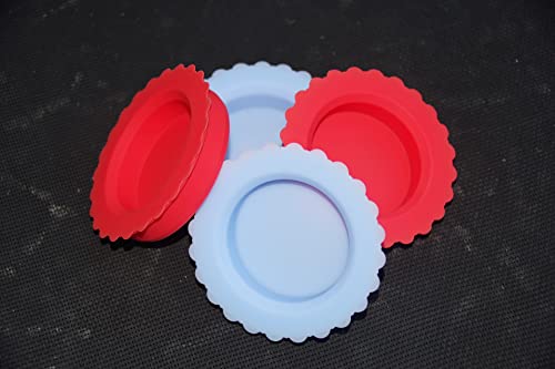 Masun Silicone mason jar lids Made to fit Wide and Regular Mouth mason jar 4 Pack (Red, Blue 4 Pack) - color: Red, Blue 4 Pack