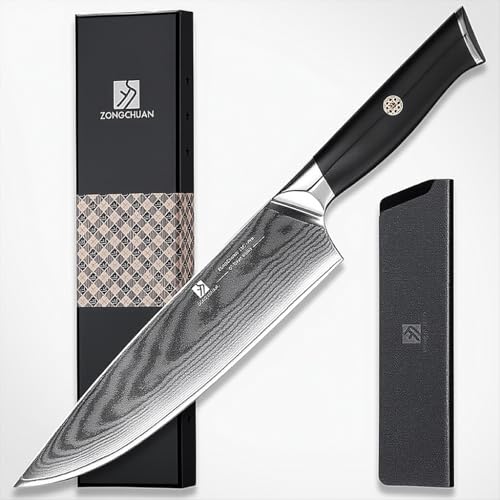Chef Knife,8inch Damascus knife,67-Layer High Carbon Stainless Steel Kitchen Knife,Professiona Sharp Cutting Knives with Ergonomic G10 Black Handle,Gift Box for Home and Kitchen Birthday Gift - style: 13C pro Chef Knife(Black)