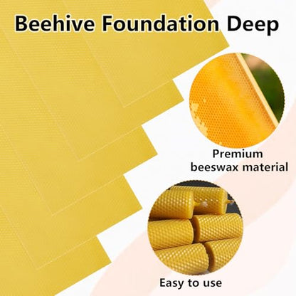 LDHHYH 30PCS Beeswax Sheets, Bee Wax Foundation for Bee Frames, Beehive Wax Foundation Sheets for Beekeeping Hive Frames & Candle Making Supplies - 7.6 x 16.3 Inch