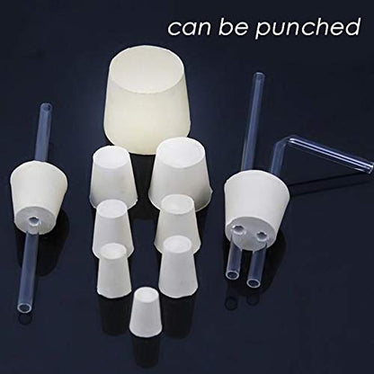 Lab Rubber Stoppers 33mm to 42mm,White Rubber Stoppers Size 8 are Used for Sealing Balloon Bottles、Conical Flask Etc (4, 8#) - size: 8#