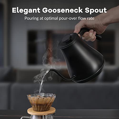Mecity Electric Kettle Gooseneck Pour Over Kettle ±1℉ Temperature Control Quick Heating Water Boiler for Coffee & Tea & Formula Auto Shut Off Tea Kettle 1200 Watt, 0.8L, Matt Black, Barista Edition - color: Matt Black