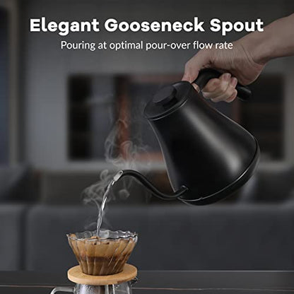 Mecity Electric Kettle Gooseneck Pour Over Kettle ±1℉ Temperature Control Quick Heating Water Boiler for Coffee & Tea & Formula Auto Shut Off Tea Kettle 1200 Watt, 0.8L, Matt Black, Barista Edition - color: Matt Black