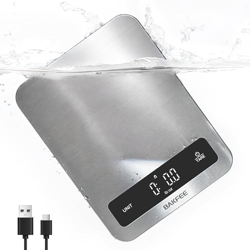 100% Waterproof Food Scale, IP67 Digital Kitchen Scale, Rechargeable (USB-C), 0.1oz/1g Precision, 22lb Capacity, Stainless Steel & Tempered Glass, for Cooking, Making Sourdough Bread, Grey - color: Grey