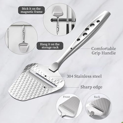 Premium Cheese Slicer – Effortless Slicing for All Cheese Types – Multi-Functional Cheese Cutter - Stainless Steel Cheese Plane – Quilted Pattern Reduces Resistance, Non-Stick, Ergonomic Handheld Grip