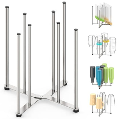 Reusable Bag & Bottle Drying Rack, Baby Bottle Drying Rack, Collapsible Cup Drying Rack for Glass, Mugs -Stainless Steel Countertop Organizer - size: Large