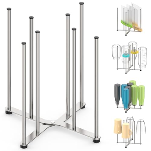 Reusable Bag & Bottle Drying Rack, Baby Bottle Drying Rack, Collapsible Cup Drying Rack for Glass, Mugs -Stainless Steel Countertop Organizer - size: Large