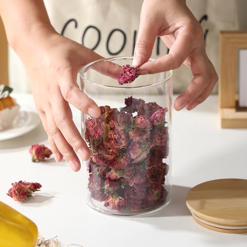 6-Pack Glass Storage Jars with Bamboo Lids Single 32 fl oz/950ml, Glass Canister Set, Airtight Containers for Kitchen Dry Goods, Coffee, Tea, Sugar,Flour,Candy, Cookie, Pasta - color: clear-round-6pcs-32oz