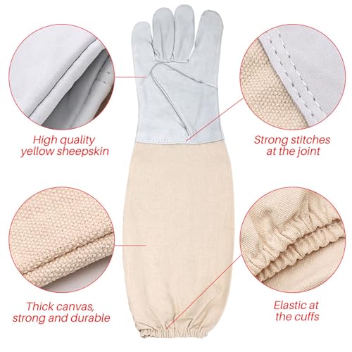 Bee Gloves Protective Leather Beekeeping Supplies Scratch-Resistant Long Sleeve Garden Gloves for Beekeepers Camping Car Mechanic