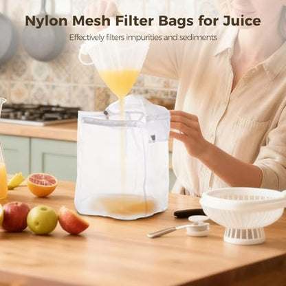 2 Pcs Nylon Filter Bags, 2 Gallon, 220 Micron Fine Mesh Strainer Bag, Reusable Food-Safe Liquid Filter Bag, All-Purpose Filter Bag for Home Brew, Paint, Aquarium