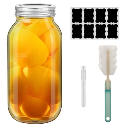 1Pc 64 oz Mason Jars Wide Mouth, Large Half Gallon/ 2 Quart Mason Jar with Airtight Lids,Air Tight Glass Pickling Jars for Canning,Fermenting,Food Storage (1)