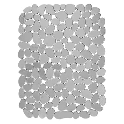 mDesign Adjustable Kitchen Sink Dish Drying Mat/Grid - Soft Plastic Sink Protector, Cushions Sink, Dishes - Quick Draining Pebble Design - Includes 1 Saddle, 2 Large Mats - Set of 3 - Light Gray Stone - color: Light Grey
