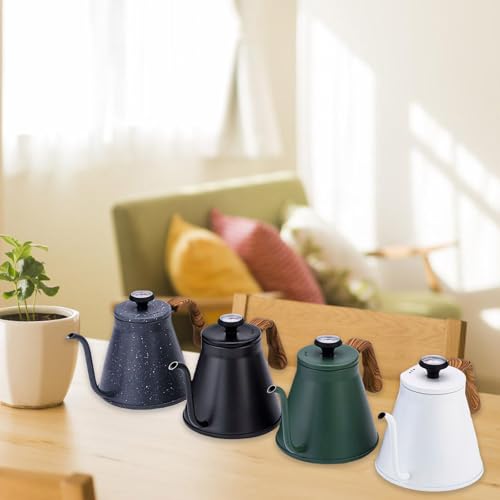 1.2L Stainless Steel Drip Coffee Kettles with Integrated Thermometers and Ergonomic Handle for Brewing Modern Design Kettles - color: Black