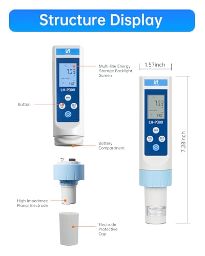 LOHAND Digital pH Meter with ATC, ±0.01 High Accuracy, 0-14 Measuring Range | Ship-Type Floating Design, Replaceable Probe, Lcd Display, IP65 Waterproof pH Pen for Pool, Aquarium, Hydroponics, Home Water