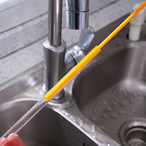 Silicone Straw Brush 4 Pack - (2 Small, 2 Wide) - 10 Inch Reusable Straw Cleaner, Pipe Cleaner, Glass and Detailing Tool (Turquoise) - color: Turquoise