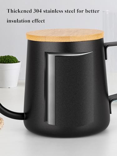 MERMOO YILAN Pour Over Coffee Kettle with Wooden Lid 12oz Coffee Maker | 304 Stainless Steel Coffee Pot |Gooseneck Pouring Kettle|Dishwasher Safe|for Camping,Home,Travel,Office - color: Black