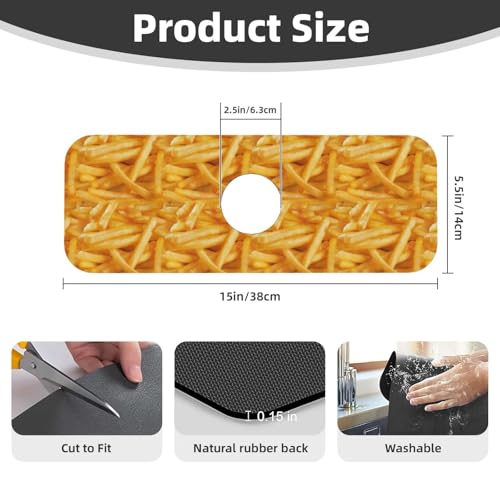 Fries Faucet Mat For Kitchen Sink, Absorbent Countertop Protector, Quick Dry Sink Splash Guard Pad, Waterproof Draining Mat 15" X 5.5" - color: Style 1