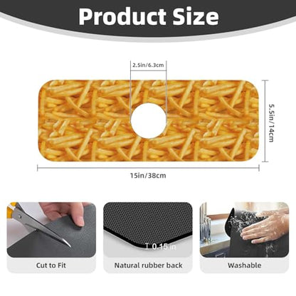 Fries Faucet Mat For Kitchen Sink, Absorbent Countertop Protector, Quick Dry Sink Splash Guard Pad, Waterproof Draining Mat 15" X 5.5" - color: Style 1
