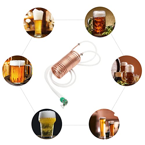 Copper Cooling Coil Pipe,Garden Hose Fitting,Immersion Wort Chiller Coil, Portable Mini Cooler Efficient Liquid Chiller with Universal Joint for Cooling Beer & Malt