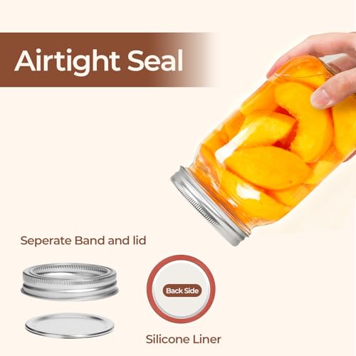 ComSaf Wide Mouth Mason Jars 32 oz with Lids 4 Pcs, Quart Mason Jars with Seal Band, Large Glass Jar, Big Canning Containers for Pickles, Jams, Sauces, Salsa, Sourdough, Juice, Suntea, Food Storage - size: 32oz wide mouth 4PCS