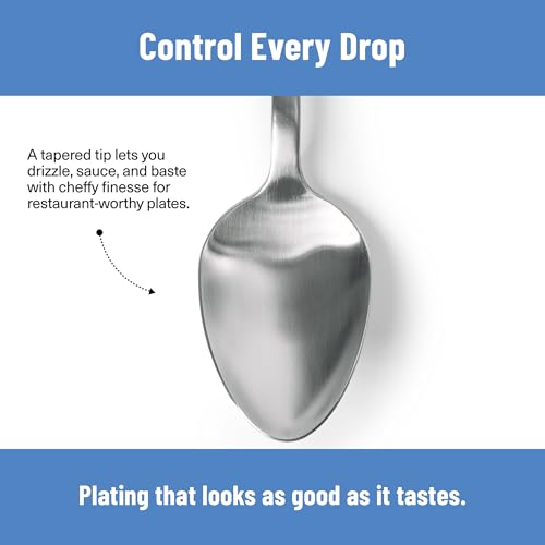 Misen Plating Chef Spoon – Stainless Steel Precision Cooking and Serving Spoon with Tapered Tip for Saucing Basting Drizzling Stirring Scooping and Restaurant Quality Plating at Home - style: Plating Spoon