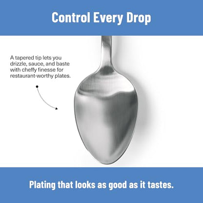 Misen Plating Chef Spoon – Stainless Steel Precision Cooking and Serving Spoon with Tapered Tip for Saucing Basting Drizzling Stirring Scooping and Restaurant Quality Plating at Home - style: Plating Spoon