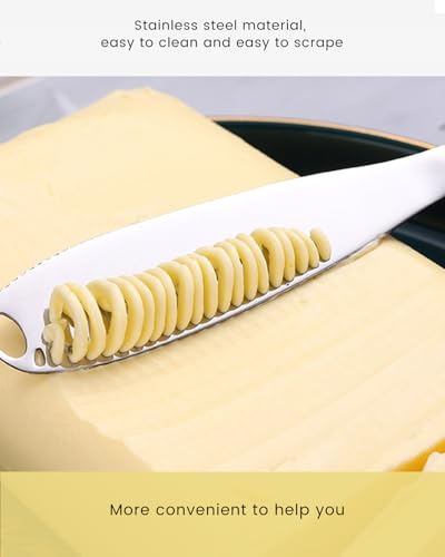 Stainless Steel Butter Spreader Flatware with Holes, 3-in-1 Multi-Functional Butter Knife for Spreading, Curling, and Slicing - Used for Cheese, and Jam (Silver)