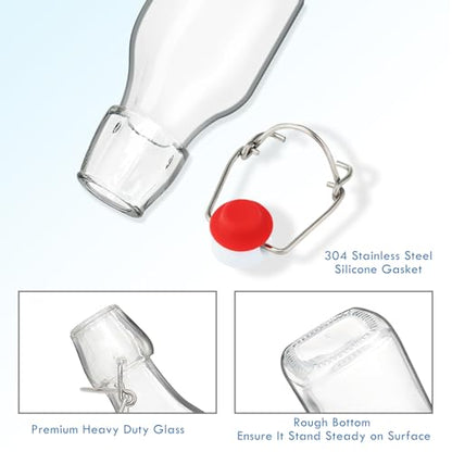 YEBODA 4oz Swing Top Glass Bottles,Small Flip Top Glass bottles with airtight Caps for Home Brewing,Kombucha,2nd Fermentation,Kefir,Beverages,Soda,Oils,Vinegar,Limoncello,Vanilla extract 9 Pack