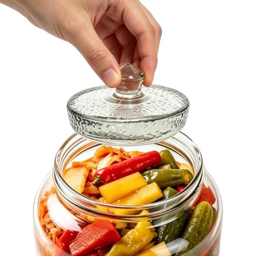Glass Fermentation Weight with Easy Grip Handle,2 Pack Large and Heavy Fermenting Weights for 3.9inch Wide Opening Gallon Jars,Dishwasher Safe - size: Large