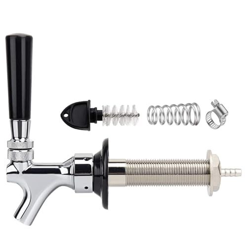 FERRODAY Upgraded 4-1/8 inch Shank Stainless Steel Core Draft Beer Faucet Chrome Plated Beer Tap No-Rust No-Leak Beer Faucet for Homebrew 1/4 Barb Keg Faucet Kegerator Parts Beer Tap Faucet - size: 4-1/8 inch Shank