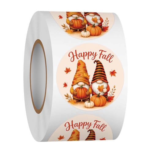 Louise Maelys 500 Pcs Happy Fall Stickers 1.5Inch Autumn Sticker Roll | Gift Wrapping, Thanksgiving Decor, Envelope Seals, Cards, DIY Crafts，Waterproof,Easy to Peel and Stick - color: Fall