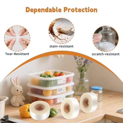500 PCS Clear Stickers, Clear Labels Transparent Label Protectors Wafer Seal Stickers for Office, Library, Waterproof Labels for Protecting Mail & Package Barcodes, Books, Numbers (3.15×1.2 inch)