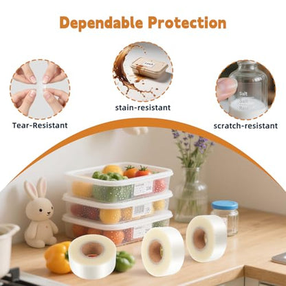 500 PCS Clear Stickers, Clear Labels Transparent Label Protectors Wafer Seal Stickers for Office, Library, Waterproof Labels for Protecting Mail & Package Barcodes, Books, Numbers (3.15×1.2 inch)