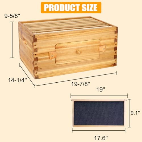 BeeCastle 8 Frame Deep Bee Hive Box, Langstroth Beehive Box Dipped in 100% Natural Beeswax, with Beehive Frames and Beeswaxed Foundations (Unassembled) - size: 1 Deep Box
