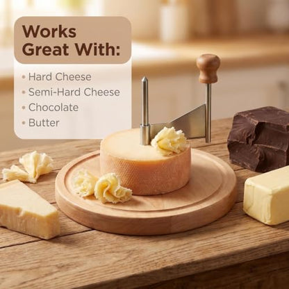 Cheese Curler Wheel - Stainless Steel Cheese Shaver with Sharp Blade & Wood Base,Create Beautiful Rose-Shaped Shavings from Tête de Moine, Hard Cheeses, and Chocolate,Ideal for Restaurants & Home Use