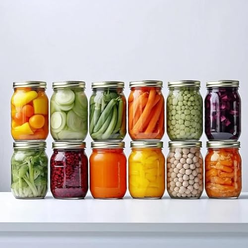 Glyntrof 32 oz Mason Jars Wide Mouth with Airtight Lids, 1 Quart Glass Canning Jar for Fermenting, Pickling and Food Storage, Pack of 6 - color: 32oz-6 pcs
