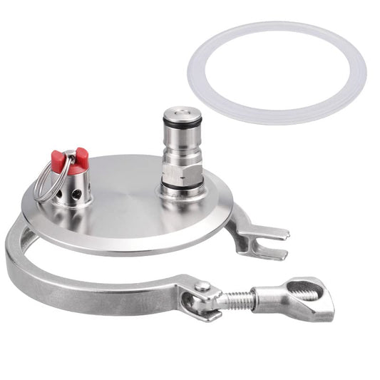3"TC End Cap with Ball Lock Post and PRV 45 PSI Dry Hopper Accessories,BALL LOCK TAPPING HEAD TO 3INCH TRI-CLOVER Homebrew Conical Fermenter Accessories (Gas POST)