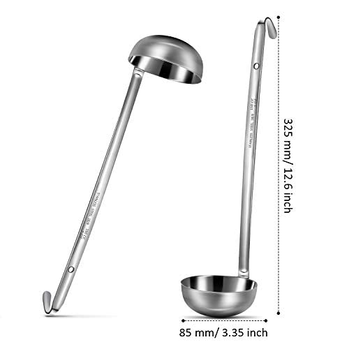 meekoo Stainless Steel Ladle Soup Handle Ladle with Pouring Rim for Kitchen Cooking Soup Sauce - size: 5 oz