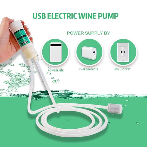 Portable USB Electric 5V Auto Siphon Self-Priming Pump for Home Brewing Wine/Beer/Kombucha, Water Transfer Pump with 6.5FT Food Grade Hose,2L/min,Low Noise