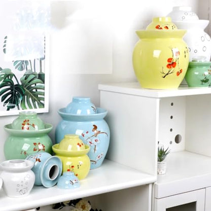 MRYBD Ceramic Pickle Jar With Water Seal,Kimchi Containers, Fermentation Jar, Fermentation Jars Ceramic Pots, Sealed Fermentation Jars With Lids, Sauerkraut Crock White-3.5L - color: White, size: 3.5L