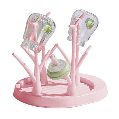 Baby Bottle Drying Rack - Countertop Baby Bottle Drying Rack | Detachable Baby Bottle Holder Storage | Tree-Shaped Bottle Dryer Rack | Space-Saving Bottle Holder for Baby Bottle, Pink - color: Pink