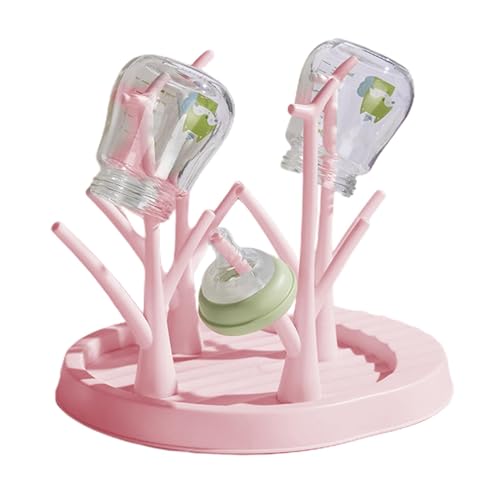 Baby Bottle Drying Rack - Countertop Baby Bottle Drying Rack | Detachable Baby Bottle Holder Storage | Tree-Shaped Bottle Dryer Rack | Space-Saving Bottle Holder for Baby Bottle, Pink - color: Pink