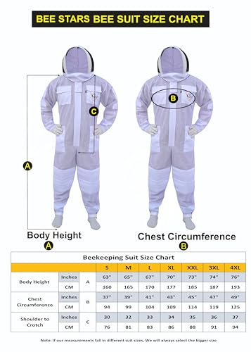 Professional 3 Layer Bee Suit with Fencing and Round Veil Ventilated Sting Proof Beekeeping Protective Suit with One Pair Bee Gloves, 2 Veils (White, Medium) - size: Medium