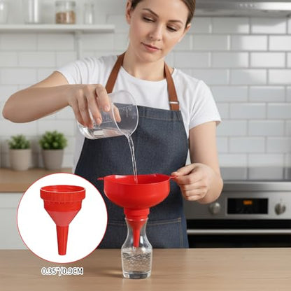 5 Pcs Wide Mouth Funnel, Food Grade Wide Funnels with Strainer Long Neck Plastic Funnels for Filling Bottles, Canning, Mason Jar, Shampoo, Liquids