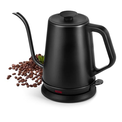 1L Electric Gooseneck Kettle, Tea Kettle for Boiling Water, Gooseneck Electric Kettle for Coffee & Tea, Fast Boiling for Pour Over, Auto Shut-Off, Boil-Dry Protection, 360° Rotational Base - color: 1.0L Black