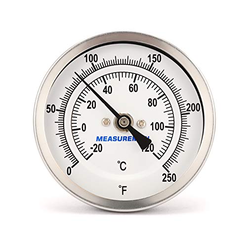 MEASUREMAN Fully Stainless Steel Pot, Kettle, Brewing Bimetal Thermometer, 3" Dial, 4" Stem, 0-250 deg F/-20-120 deg C, -1% Accuracy, Adjustable, 1/2" NPT Back Mount - size: 3" Dial, 4" Stem, style: 4" Stem