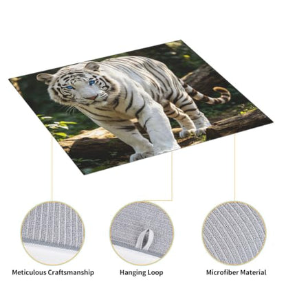 White Tiger Dish Drying Mat for Kitchen Counter, Absorbent Microfiber Drainer Mats, Non-slip Kitchen Draining Mat for Coffee Machine Dish Rack Pad 18"x16" Dish Drainer Pad - color: White Tiger